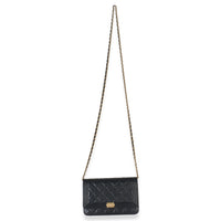 Black Quilted Lambskin Boy Wallet On Chain