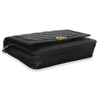 Black Quilted Lambskin Boy Wallet On Chain