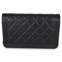 Black Quilted Lambskin Boy Wallet On Chain
