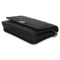 Black Quilted Lambskin Boy Wallet On Chain