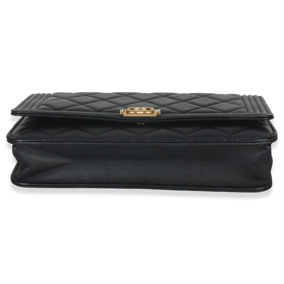 Black Quilted Lambskin Boy Wallet On Chain