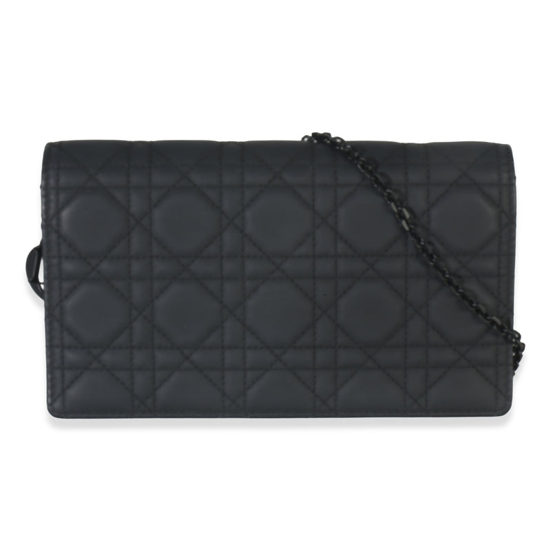 Black Ultramatte Lambskin Lady Dior Pouch Clutch