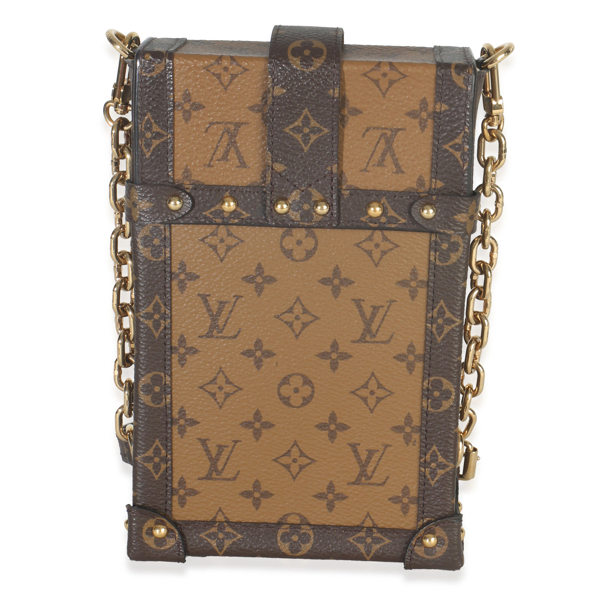 Louis Vuitton Monogram Reverse Canvas Vertical Trunk Pochette Handbag bv