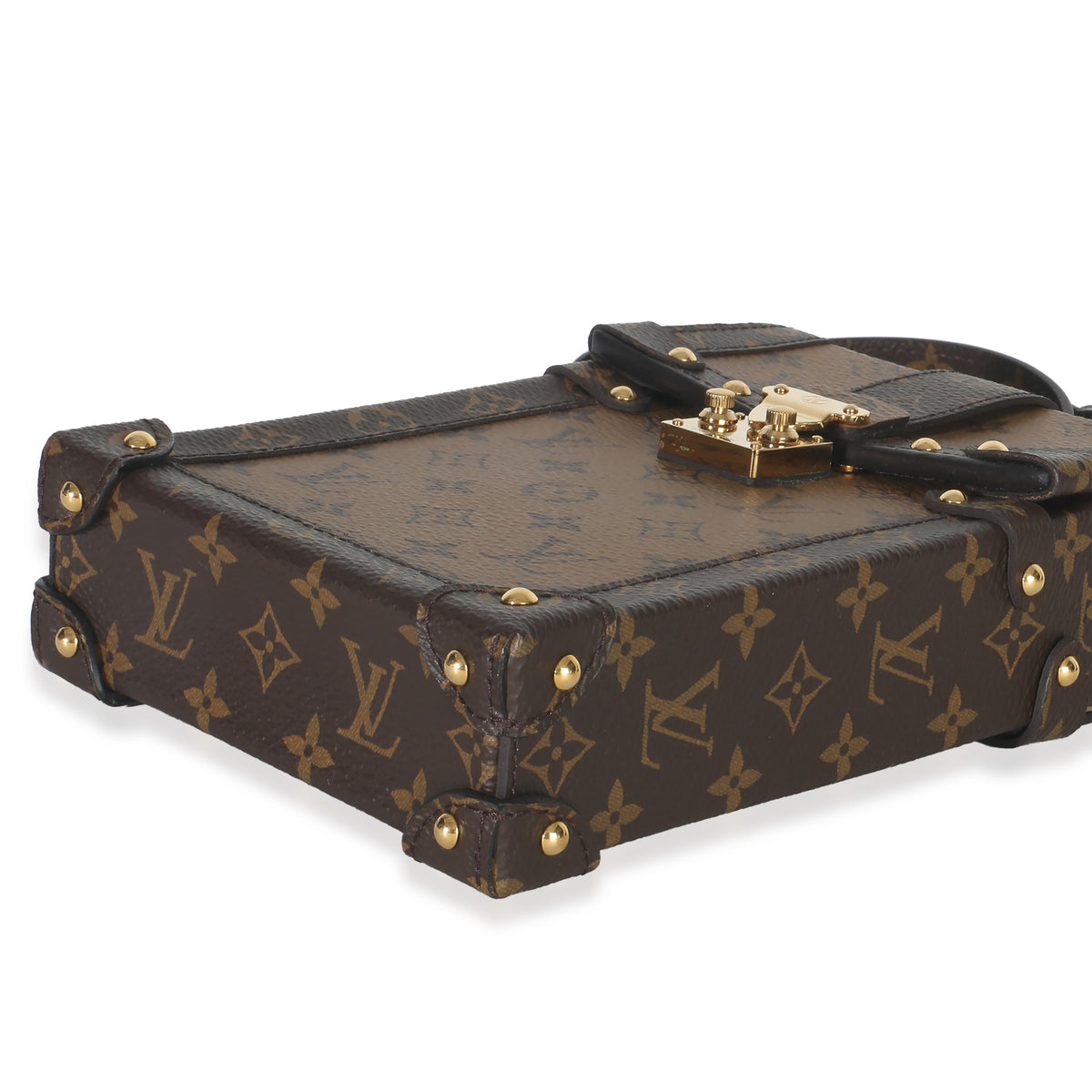 Louis Vuitton Monogram Reverse Canvas Vertical Trunk Pochette Handbag clasp