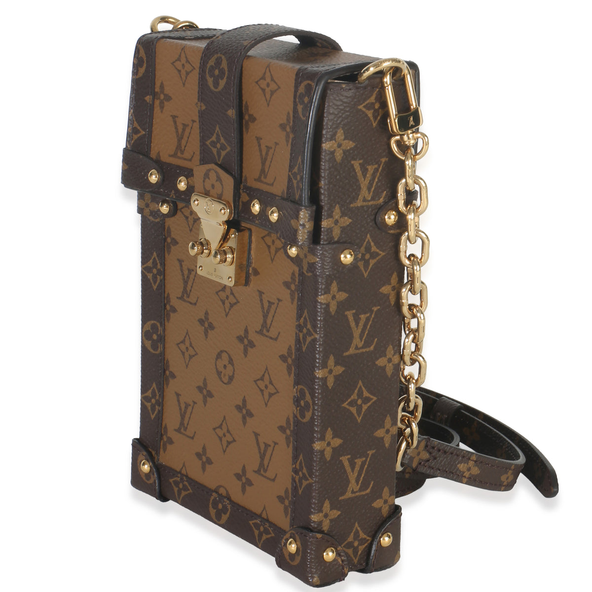 Louis Vuitton Monogram Reverse Canvas Vertical Trunk Pochette Handbag sv