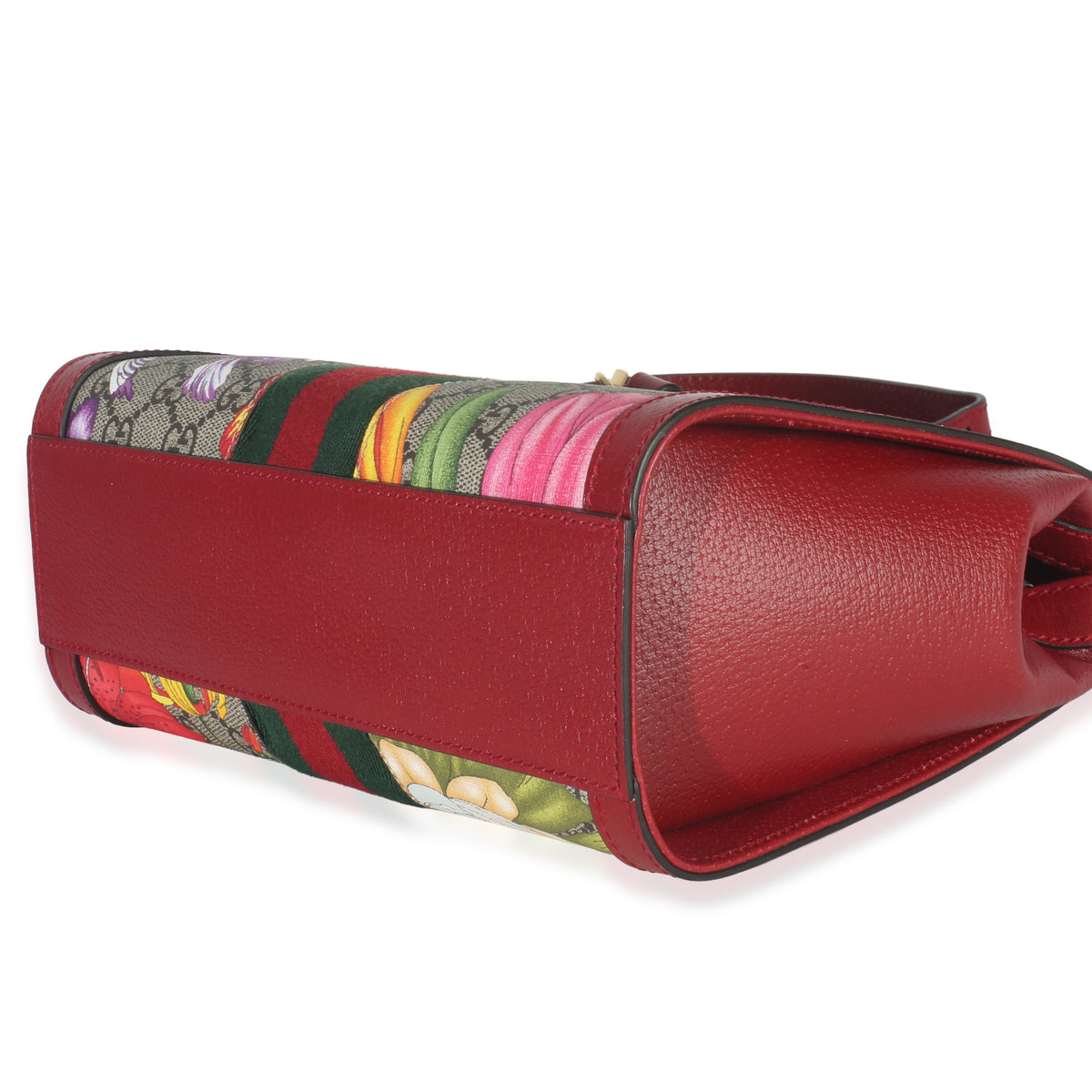 GG Monogram Red Flora Ophidia Small Top Handle Tote