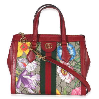 GG Monogram Red Flora Ophidia Small Top Handle Tote