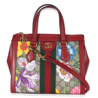 GG Monogram Red Flora Ophidia Small Top Handle Tote