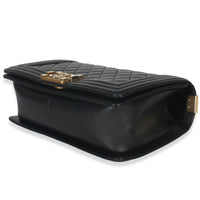Chanel Black Quilted Lambskin Old Medium Boy Bag Handbag box