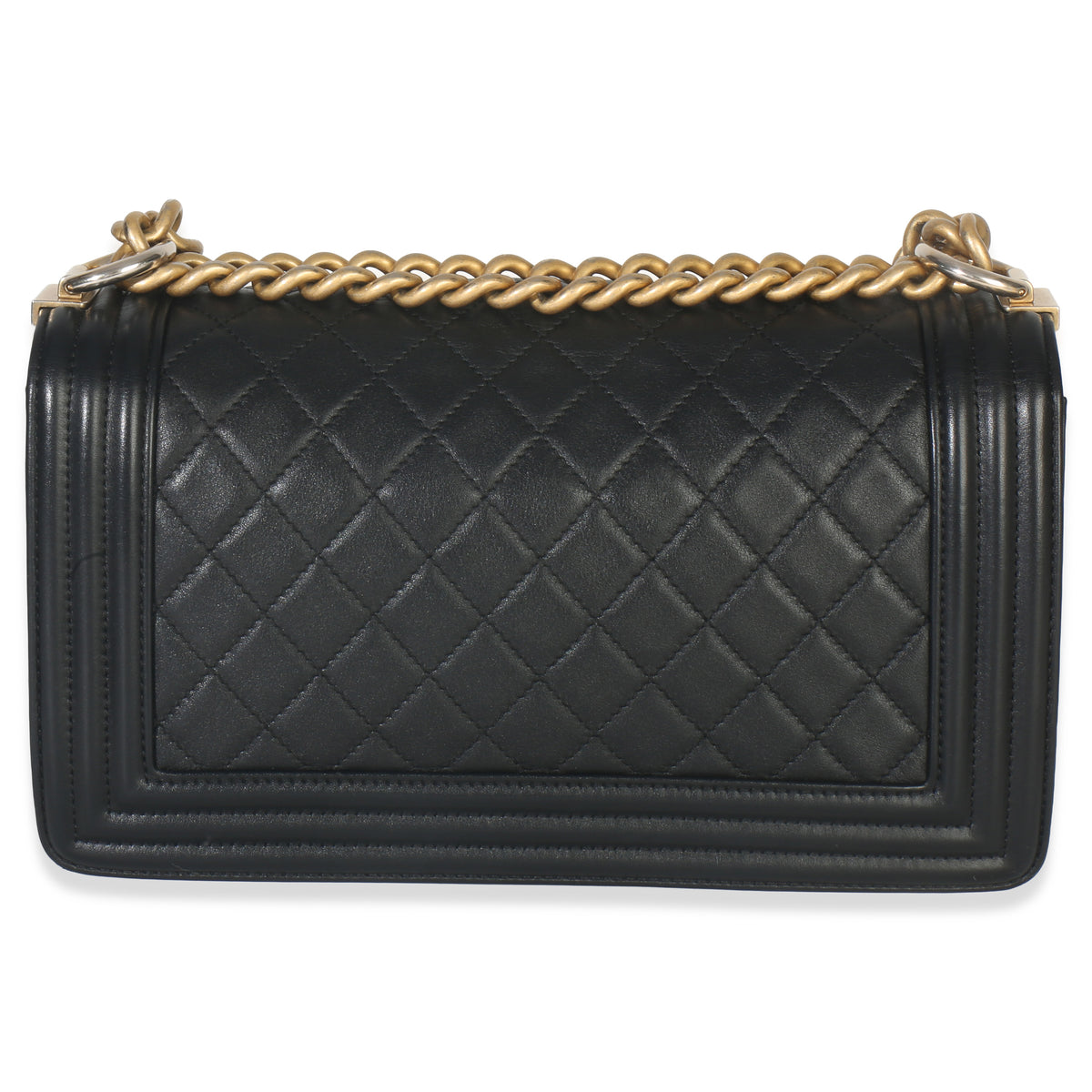 Chanel Black Quilted Lambskin Old Medium Boy Bag Handbag bv