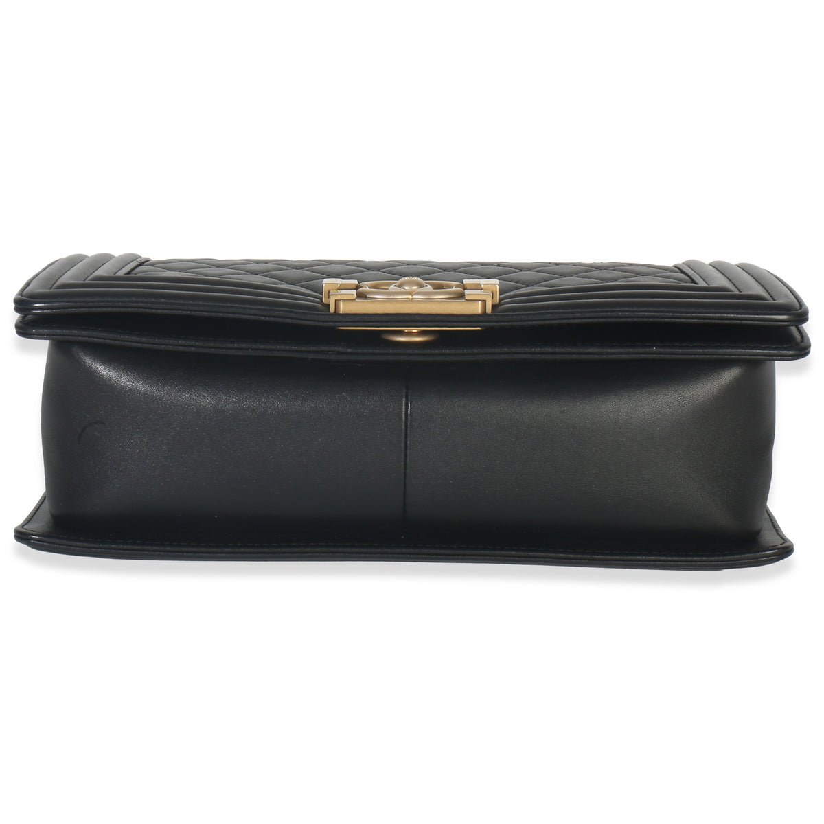 Chanel Black Quilted Lambskin Old Medium Boy Bag Handbag stamp