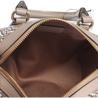 Gucci Taupe GG Shadow Monogram Super Mini Ophidia Bowler Bag Handbag ad1