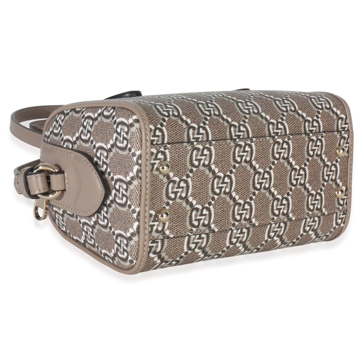 Gucci Taupe GG Shadow Monogram Super Mini Ophidia Bowler Bag Handbag box