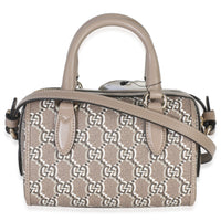 Gucci Taupe GG Shadow Monogram Super Mini Ophidia Bowler Bag Handbag bv