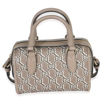 Gucci Taupe GG Shadow Monogram Super Mini Ophidia Bowler Bag Handbag fv