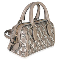 Gucci Taupe GG Shadow Monogram Super Mini Ophidia Bowler Bag Handbag pv