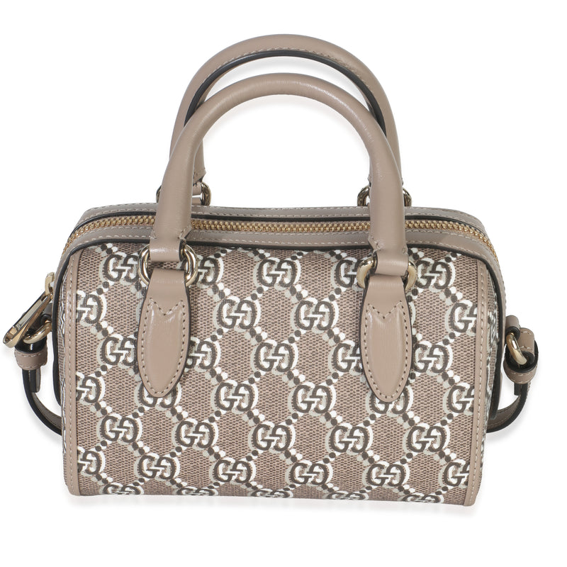 Taupe GG Shadow Monogram Super Mini Ophidia Bowler Bag