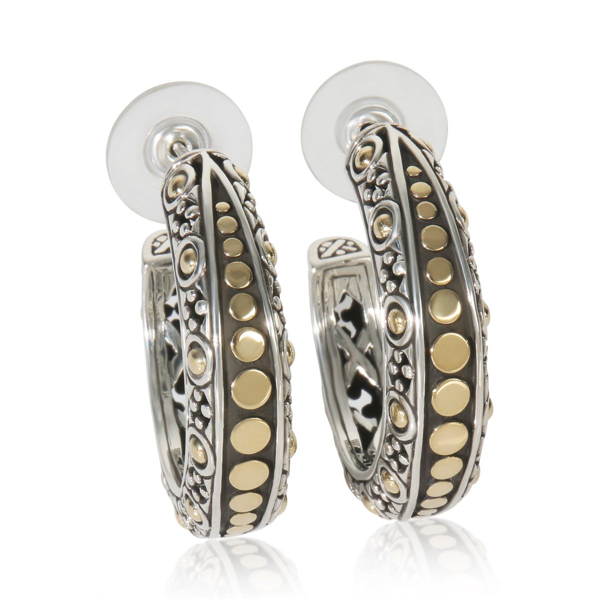 John Hardy Yellow Gold & Sterling Silver  Dot Hoop Earrings fv