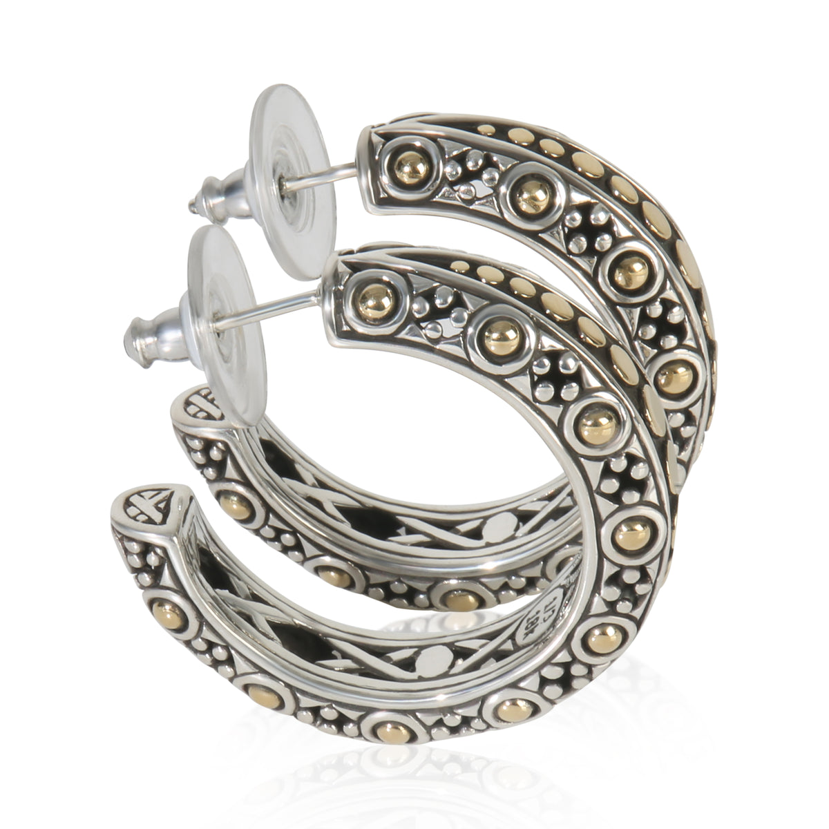 John Hardy Yellow Gold & Sterling Silver  Dot Hoop Earrings pv