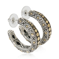 John Hardy Yellow Gold & Sterling Silver  Dot Hoop Earrings sv