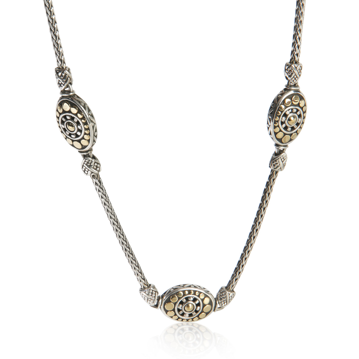 John Hardy Yellow Gold & Sterling Silver  Dot Station Necklace fv