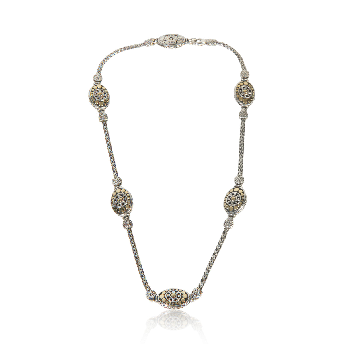 John Hardy Yellow Gold & Sterling Silver  Dot Station Necklace pv