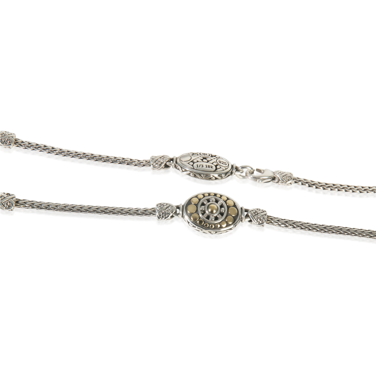 John Hardy Yellow Gold & Sterling Silver  Dot Station Necklace sv