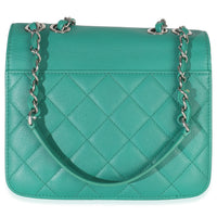 Green Quilted Calfskin Small CC Box Flap Bag