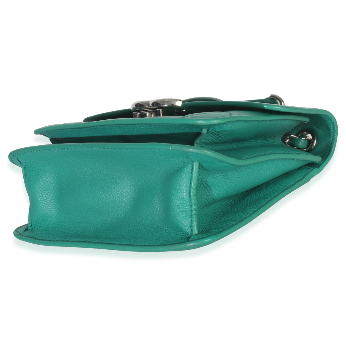 Green Quilted Calfskin Small CC Box Flap Bag