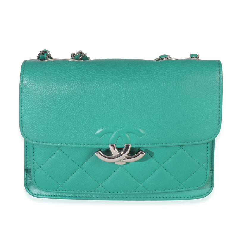 Green Quilted Calfskin Small CC Box Flap Bag