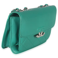 Green Quilted Calfskin Small CC Box Flap Bag