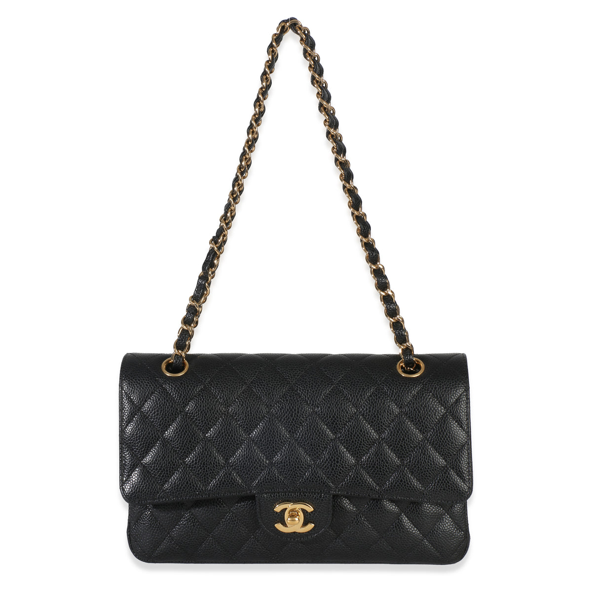 Chanel Black Quilted Caviar Medium Classic Double Flap Bag Handbag av