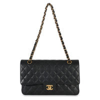 Chanel Black Quilted Caviar Medium Classic Double Flap Bag Handbag av