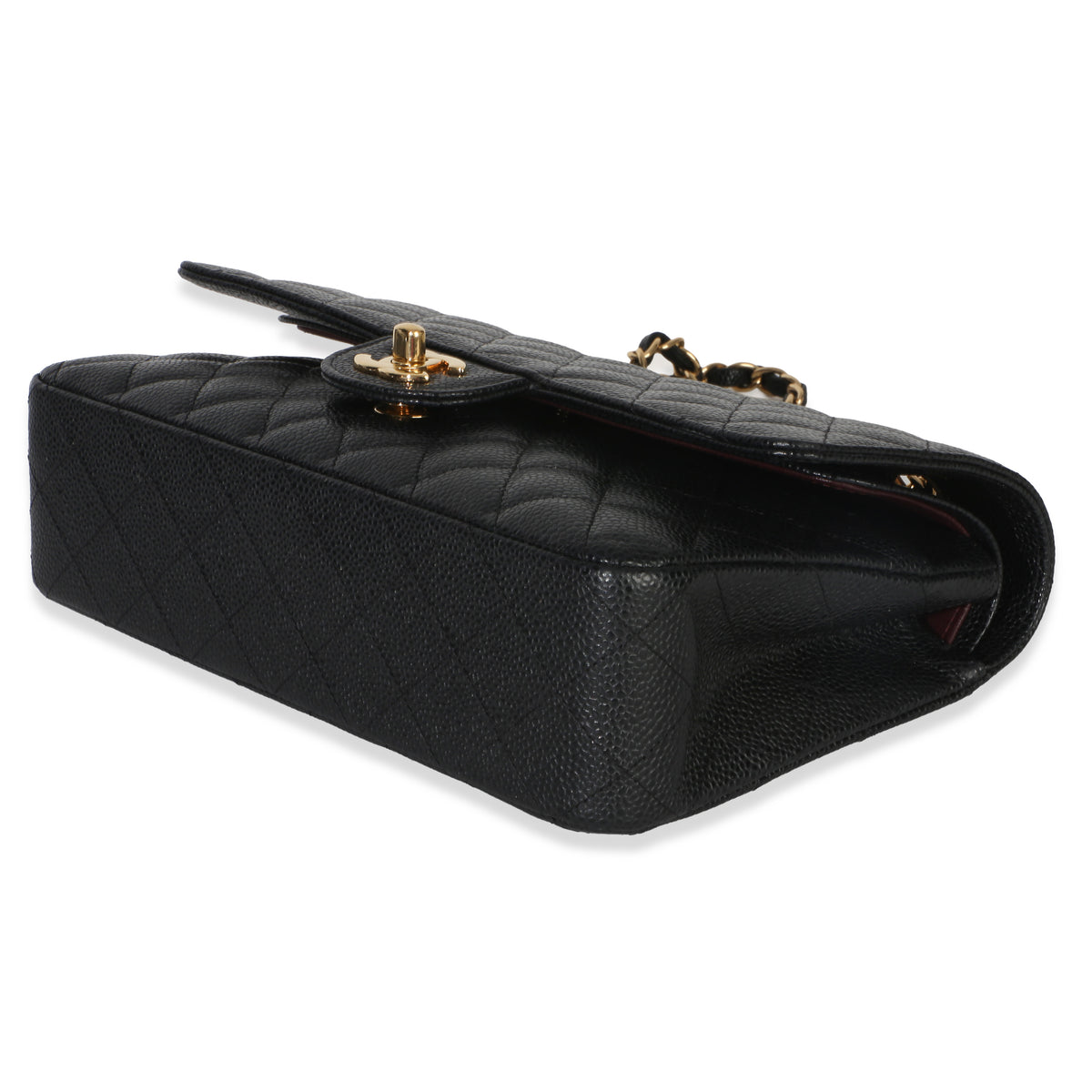 Chanel Black Quilted Caviar Medium Classic Double Flap Bag Handbag box