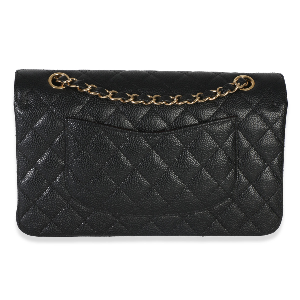 Chanel Black Quilted Caviar Medium Classic Double Flap Bag Handbag bv