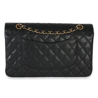 Chanel Black Quilted Caviar Medium Classic Double Flap Bag Handbag bv