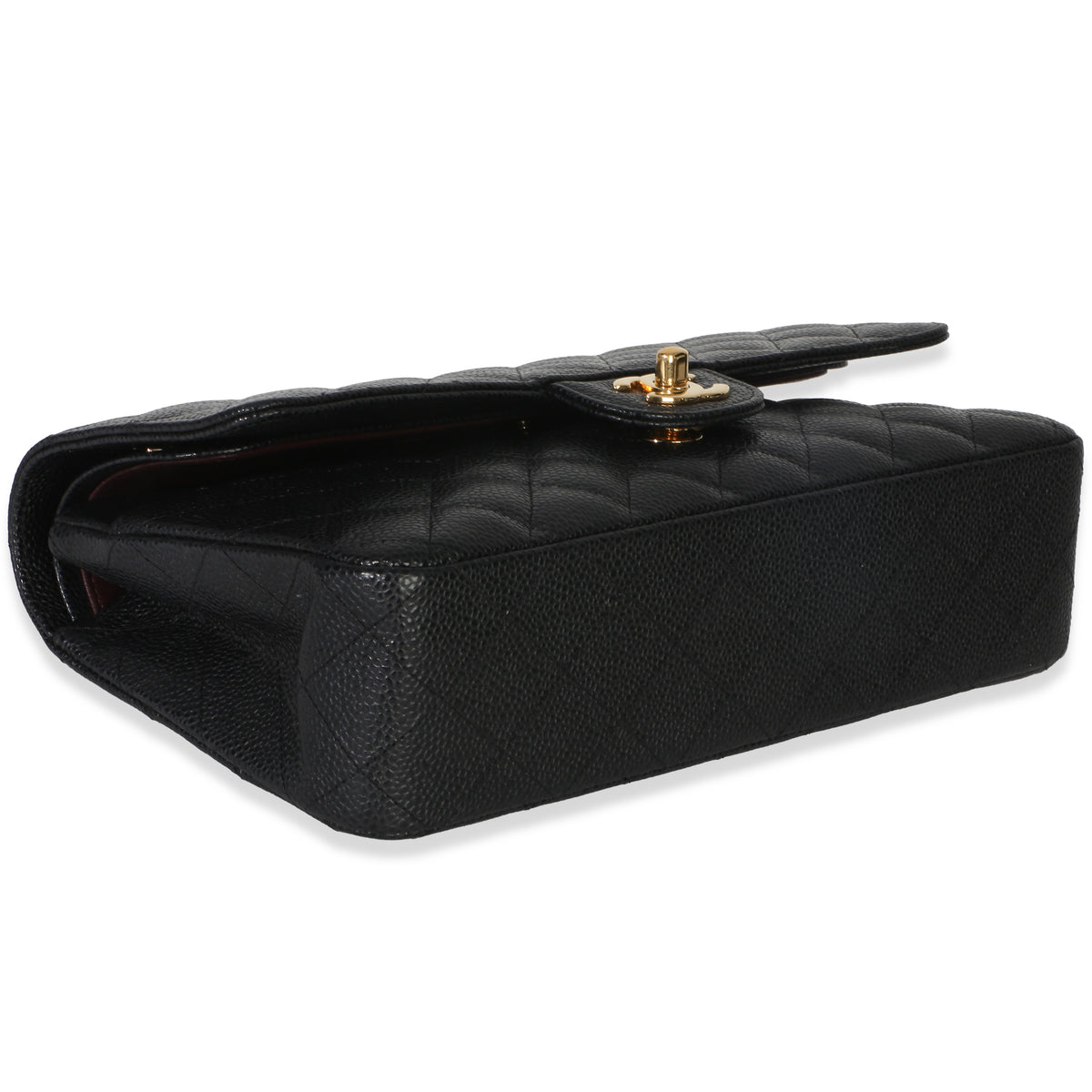 Chanel Black Quilted Caviar Medium Classic Double Flap Bag Handbag clasp