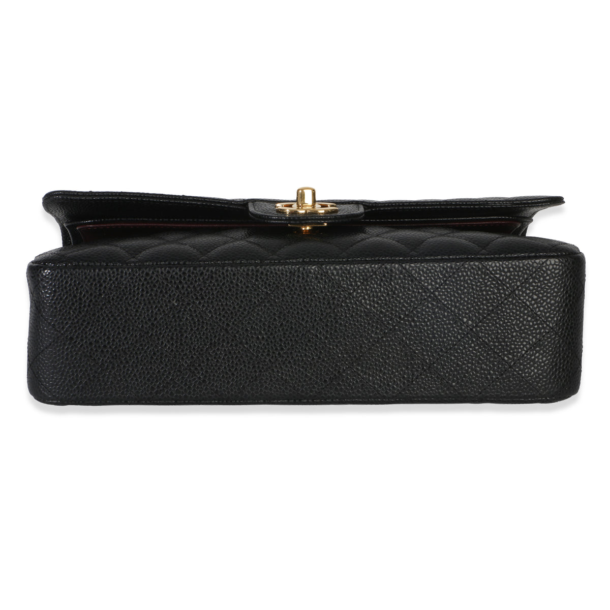 Chanel Black Quilted Caviar Medium Classic Double Flap Bag Handbag stamp