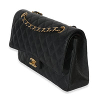 Chanel Black Quilted Caviar Medium Classic Double Flap Bag Handbag sv