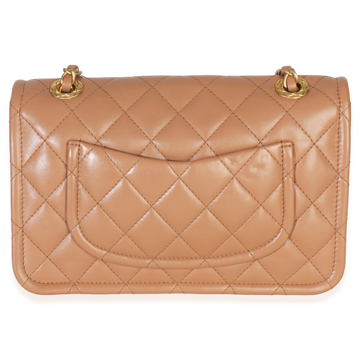 Chanel Tan Quilted Calfskin CC Flap Bag Handbag bv