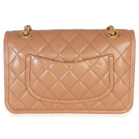 Chanel Tan Quilted Calfskin CC Flap Bag Handbag bv