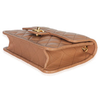 Chanel Tan Quilted Calfskin CC Flap Bag Handbag clasp