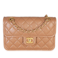 Chanel Tan Quilted Calfskin CC Flap Bag Handbag fv