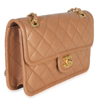Chanel Tan Quilted Calfskin CC Flap Bag Handbag pv