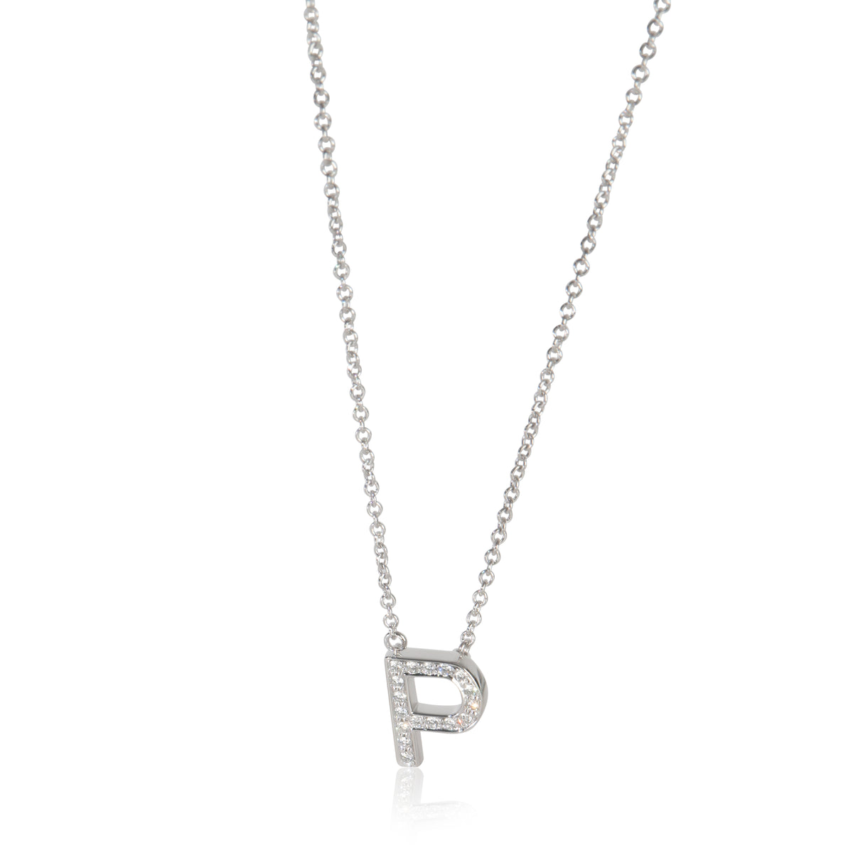 Tiffany & Co. Platinum Diamond Initial P Pendant fv