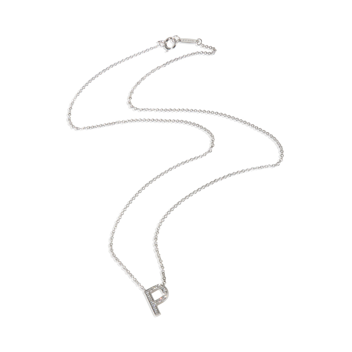 Tiffany & Co. Platinum Diamond Initial P Pendant pv
