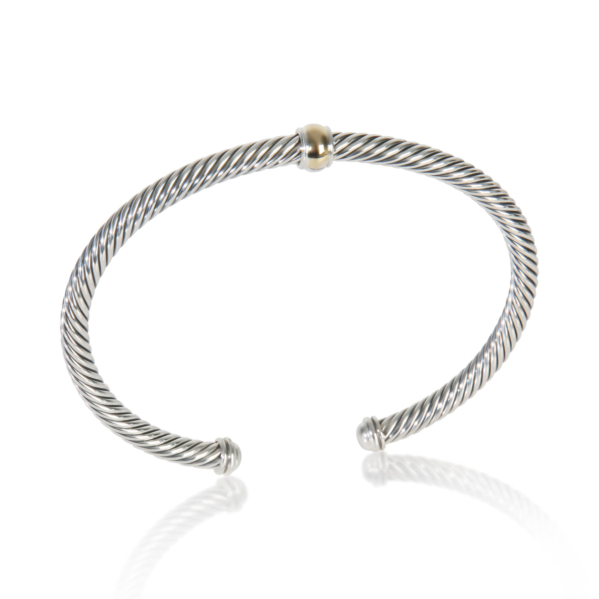 Yellow Gold & Sterling Silver  Classic Cable Station Bracelet