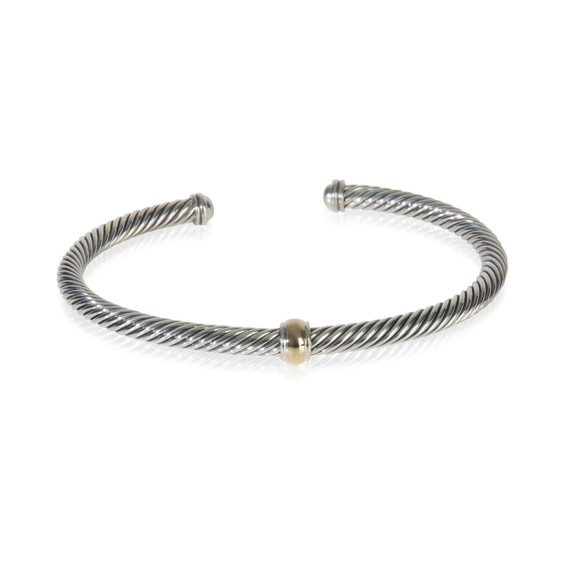 Yellow Gold & Sterling Silver  Classic Cable Station Bracelet