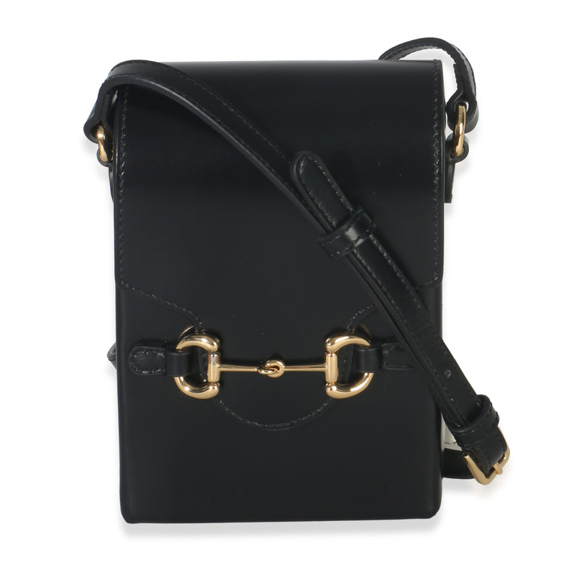 Black Boarded Plutone Calfskin Mini Horsebit 1955 Crossbody Bag