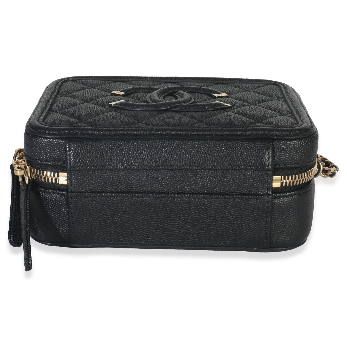 Black Quilted Caviar Small CC Filigree Vanity Case
